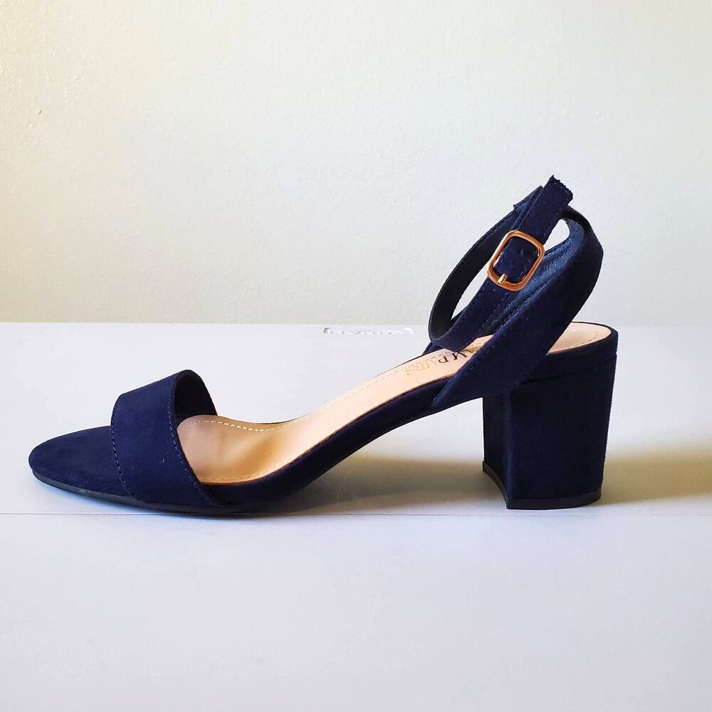 Dream Pairs Womens 9 Carnival Sandals Blue Block Heels Open Toe Ankle Strap